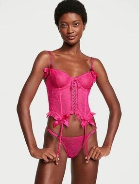 Victoria's Secret Fuchsia Lace Corset Pink